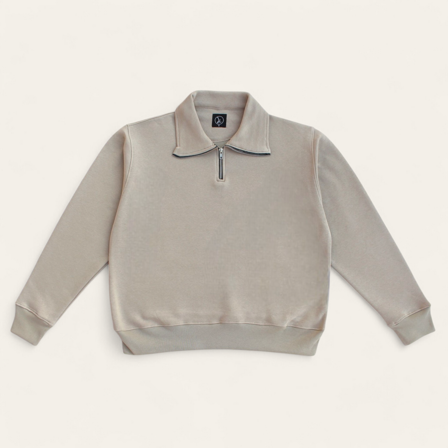 Oversized Basic Quarter Zip - Beige
