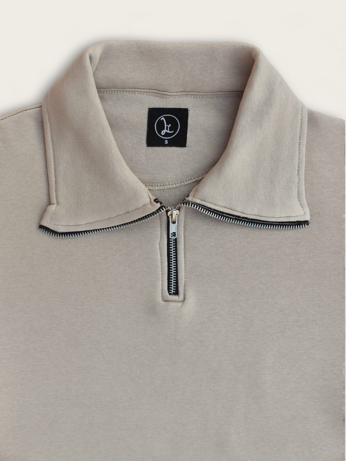 Oversized Basic Quarter Zip - Beige