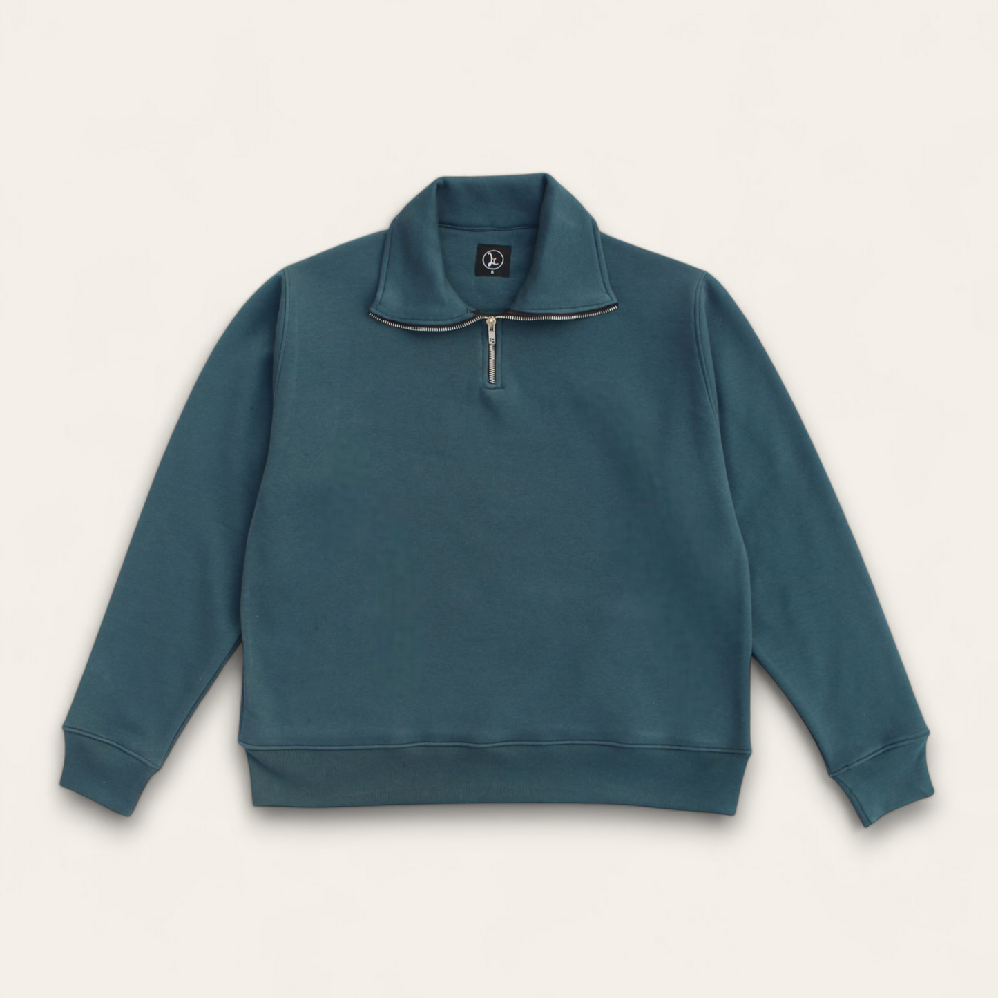 Oversized Basic Quarter Zip - Teal Blue