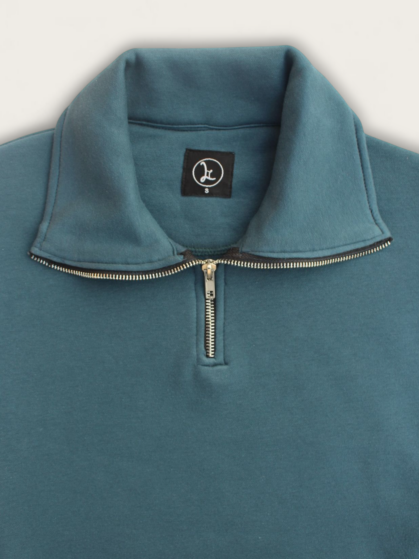 Oversized Basic Quarter Zip - Teal Blue